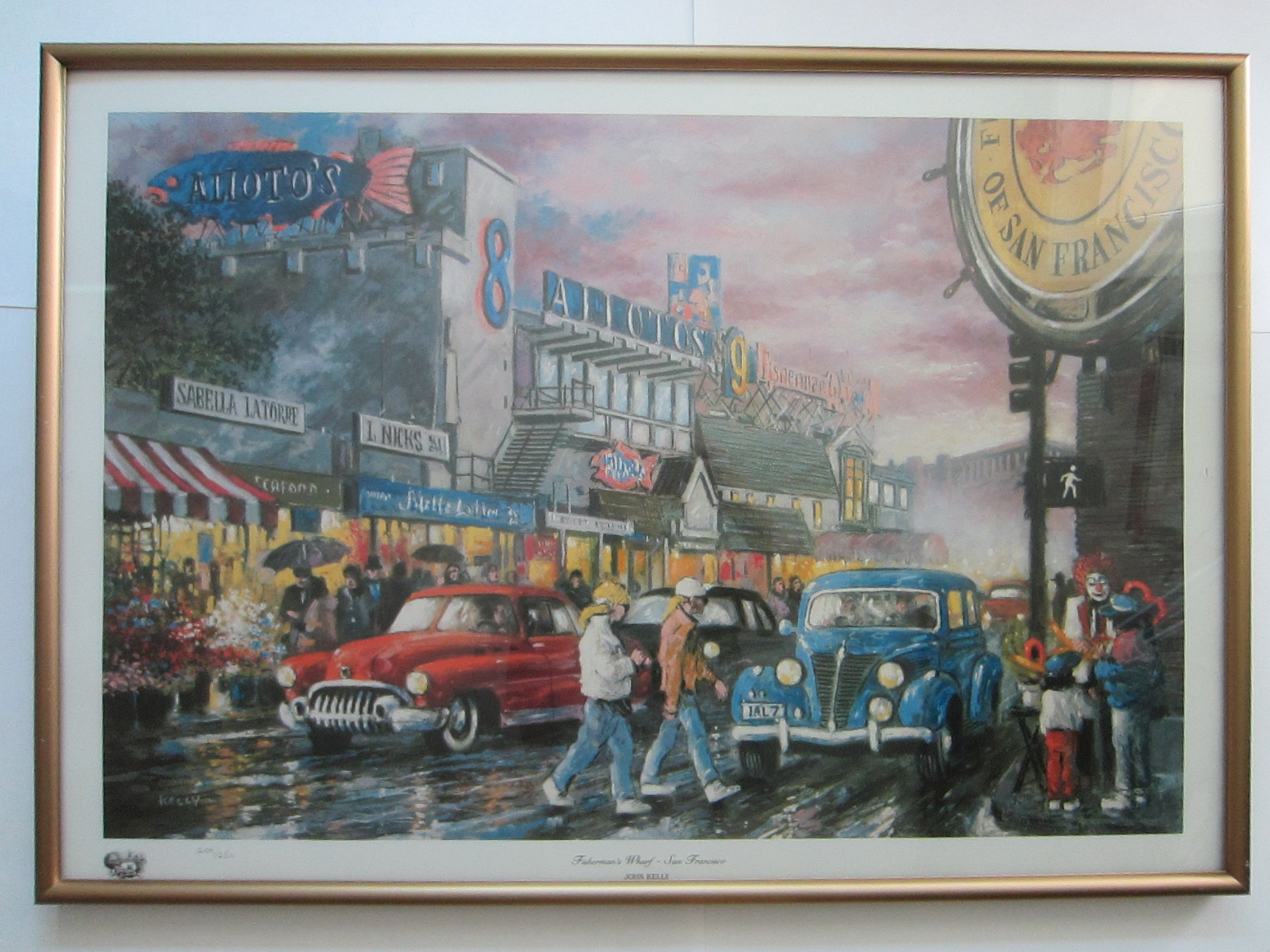 John Kelly San Francisco Pencil Signed LE Entitled Fisherman Wharf Serigraph