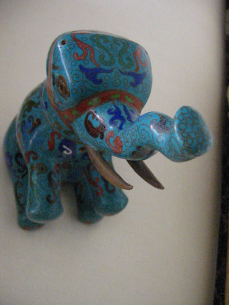 Asian Chinese Cloisonne Elephant Jar Figurative Blue Red Enameling - Designer Unique Finds 
 - 7