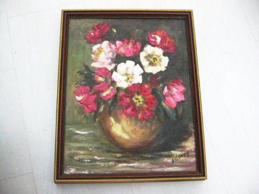 J Dovey Still Life Flowers In Vase Oil On Board - Designer Unique Finds 