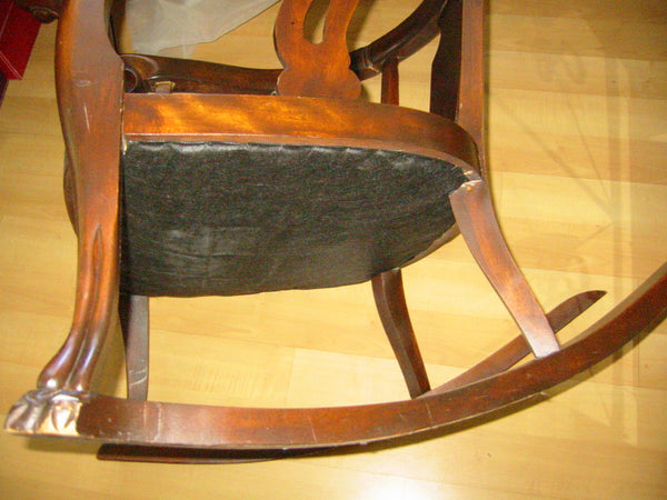 William IV Style Updated Upholstery Mahogany Rocking Chair