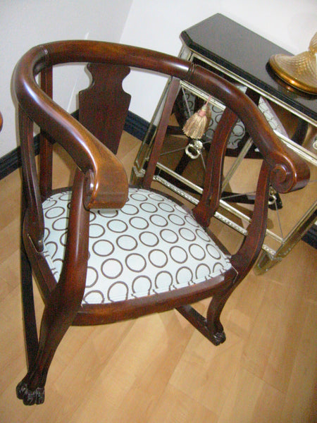 William IV Style Antique Mahogany Rocking Chair Updated Upholstery