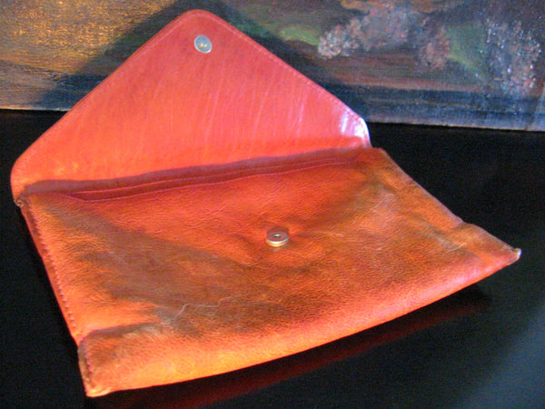 Red Leather Designer Envelope Clutch Hand Made In Italy - Designer Unique Finds 
 - 5