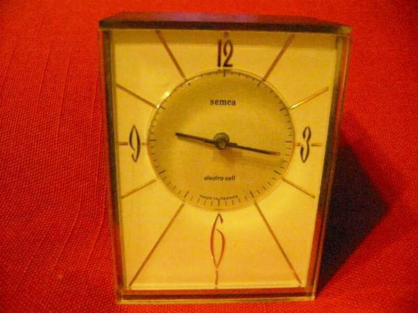 Semca Electro Cel France Brass Case Clock Quartz Seikosha - Designer Unique Finds 