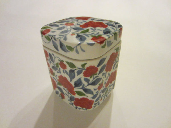 San Francisco Counterpoint Porcelain Tea Caddy Red Clove Flowers - Designer Unique Finds 