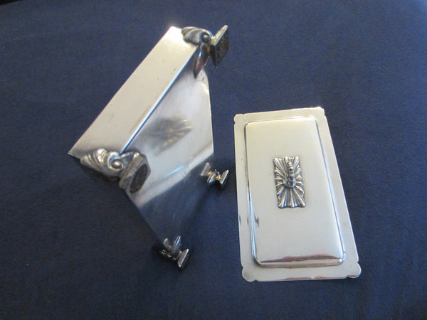Fashioned By Ronson Silver Plated Rectangular Footed Box With Hallmarks - Designer Unique Finds 
 - 2