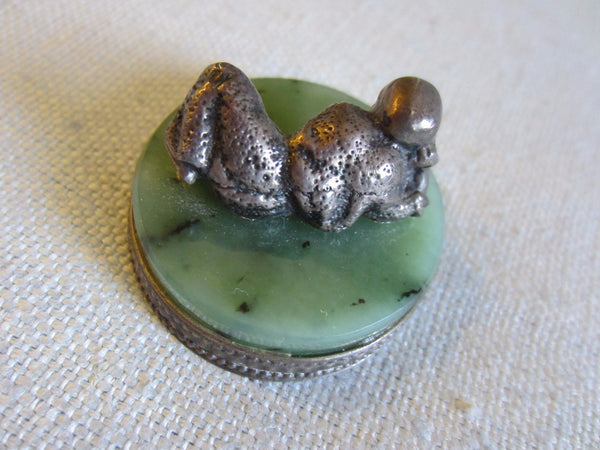 Miniature Sterling Abstract Figure Green Jade Stand - Designer Unique Finds 