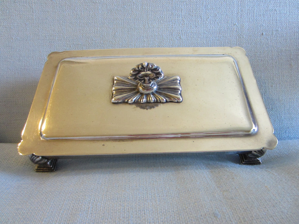 Fashioned By Ronson Silver Plated Rectangular Footed Box With Hallmarks - Designer Unique Finds 
 - 8