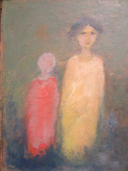 Roky Roka Surrealist Mother Child Portrait Contemporary Oil On Board