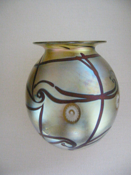 Eickholt Abstract Iridescent Glass Vase Artist Signed - Designer Unique Finds 
 - 5