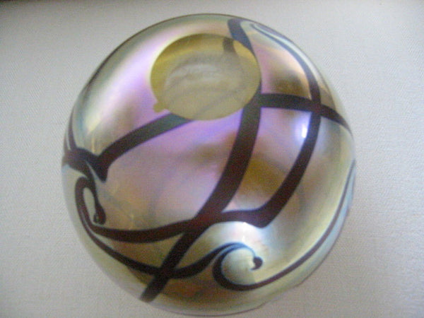 Eickholt Abstract Iridescent Glass Vase Artist Signed - Designer Unique Finds 
 - 4