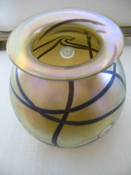Eickholt Abstract Iridescent Glass Vase Artist Signed - Designer Unique Finds 
 - 1