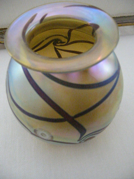 Eickholt Abstract Iridescent Glass Vase Artist Signed - Designer Unique Finds 
 - 7