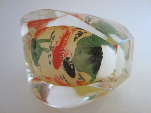 Oriental Snuff Bottle Interior Painted Nautical Glass Agate Stopper - Designer Unique Finds 