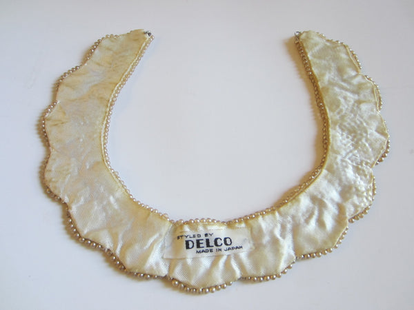 Delco Japan Bib Necklace Collar Decorated Pearl Beads - Designer Unique Finds 