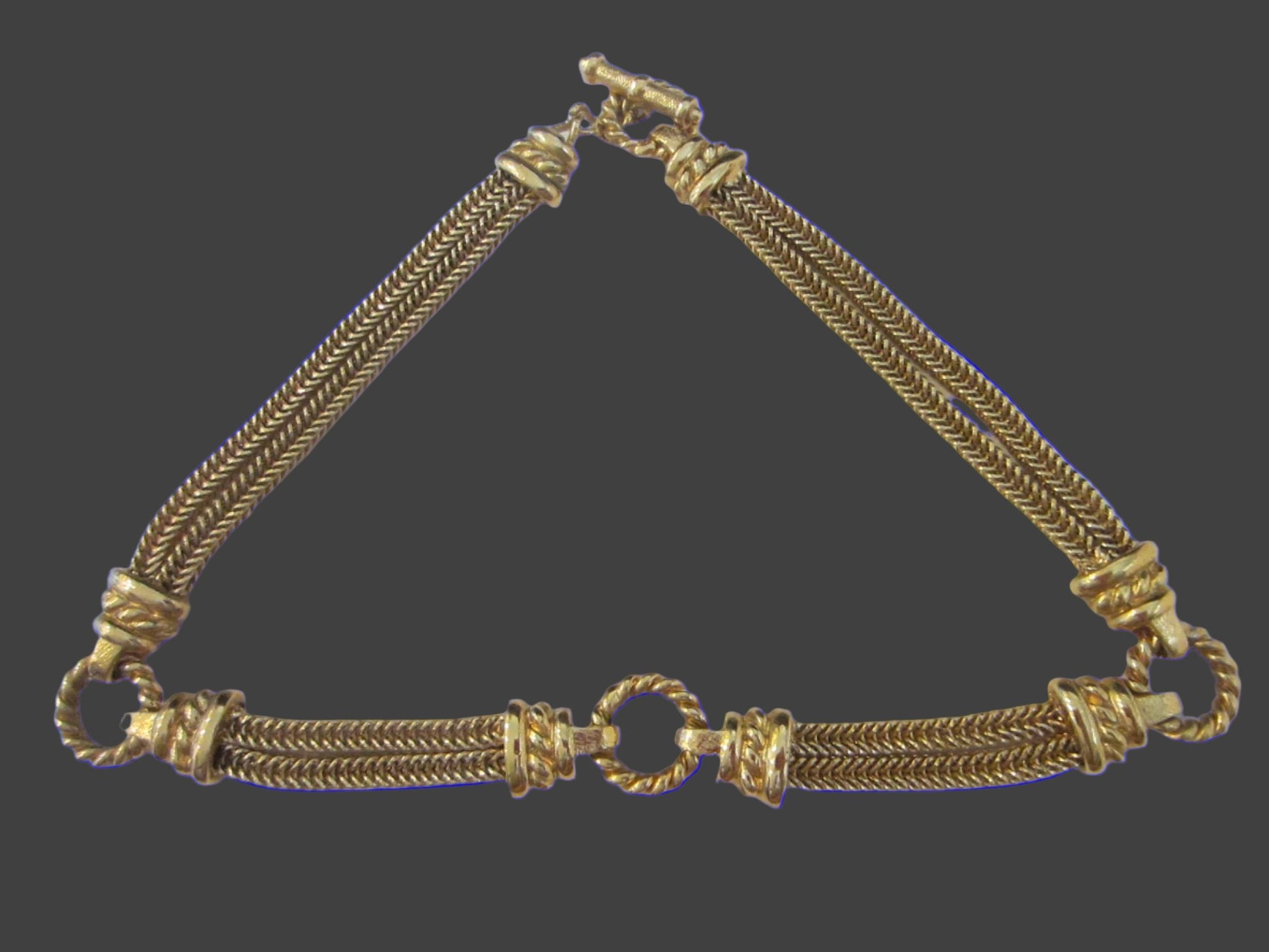 Gold Plated Mid Century Modern Wowen Cable Necklace