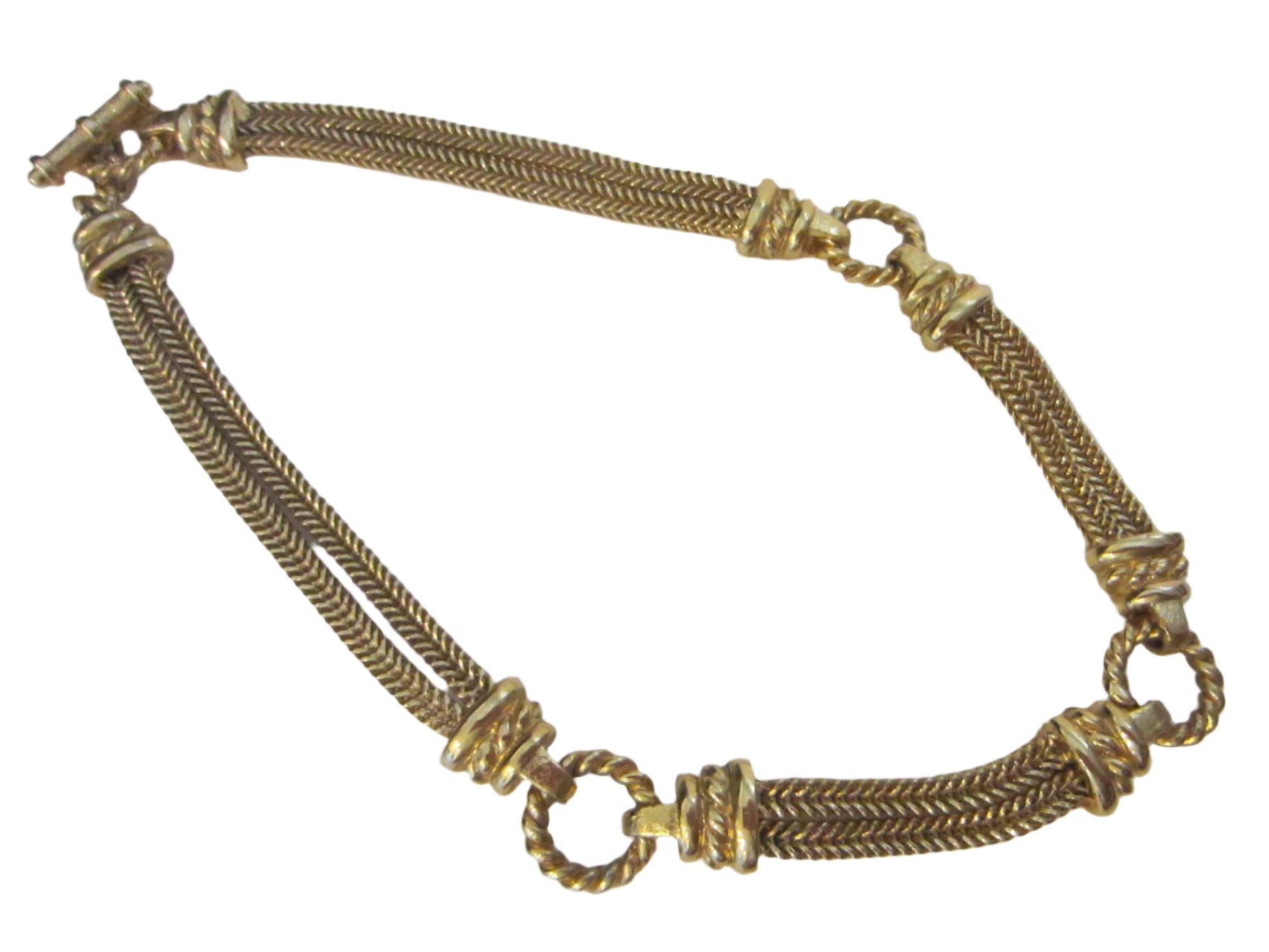 Gold Plated Mid Century Modern Wowen Cable Necklace - Designer Unique Finds 