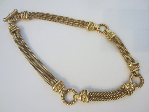 Modern Golden Metal Loop Choker Necklace - Designer Unique Finds 