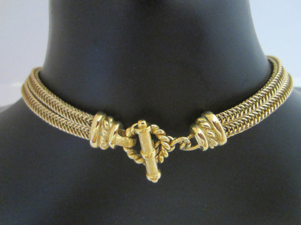Modern Golden Metal Loop Choker Necklace - Designer Unique Finds 