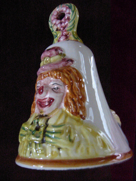 Capodimonte Italy Bell Majolica Harlequin Face By KB Ceramic - Designer Unique Finds 