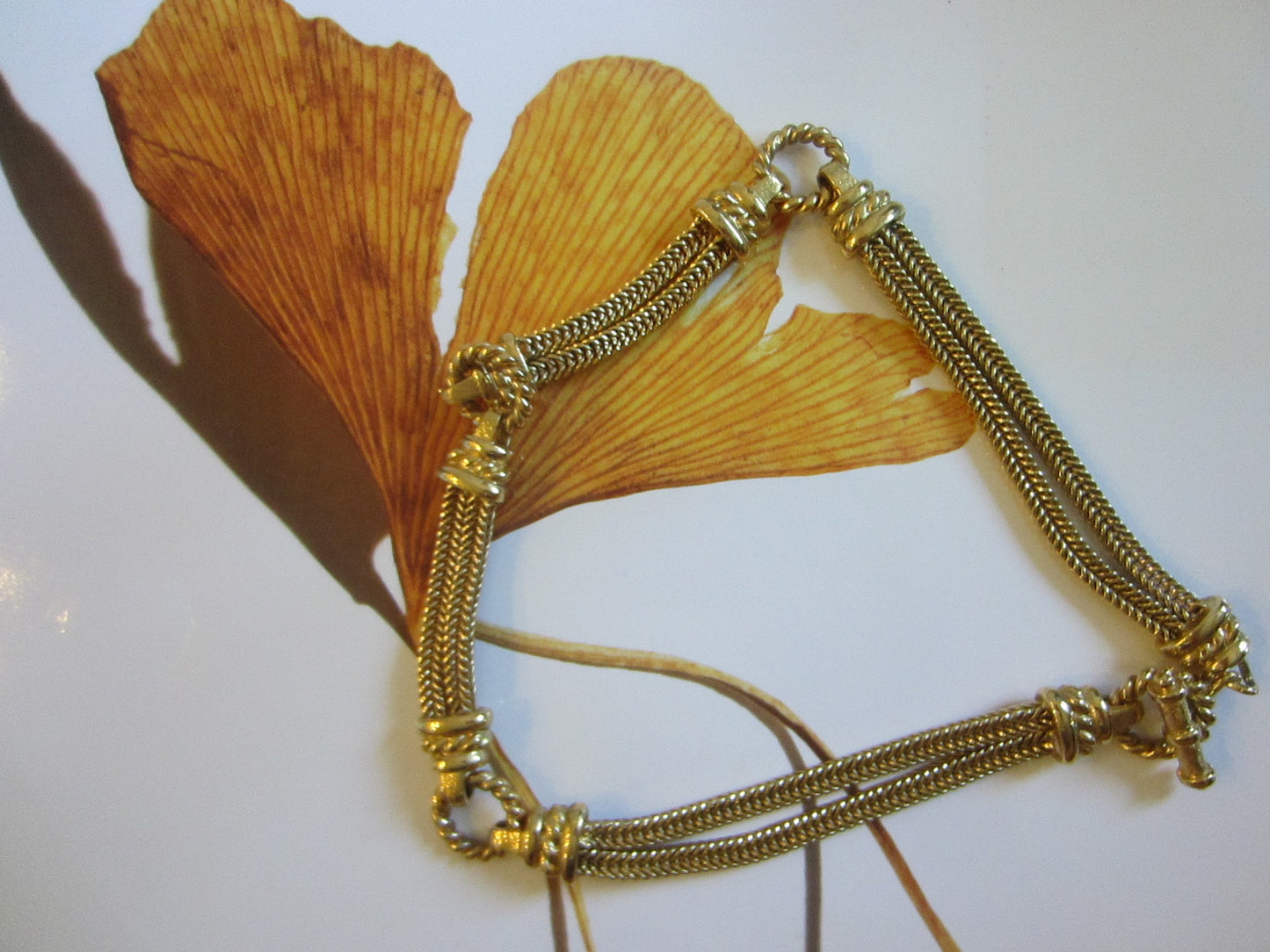 Gold Plated Mid Century Modern Wowen Cable Necklace - Designer Unique Finds 