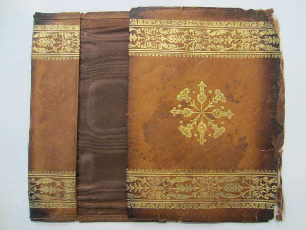 Italian Tan Leather Distressed Book Cover Gold Embossed