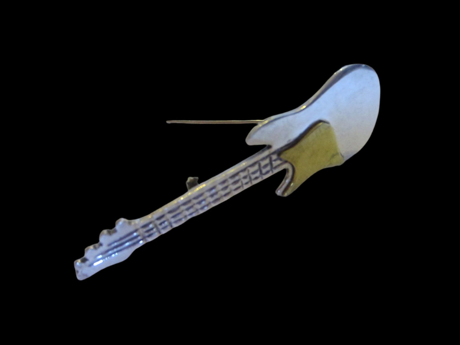 Sterling Guitar Brooch Marked TV 6G Mexico 925 - Designer Unique Finds 