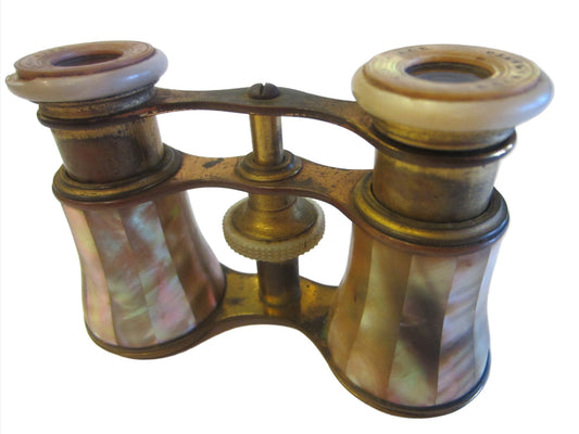 Art Deco Sacramento Parisian Style Opera Glass Brass Mother of Pearl - Designer Unique Finds 