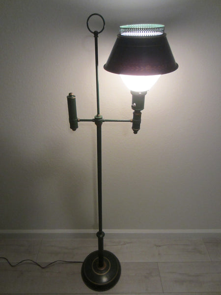 Green Tole Floor Lamp French Style Metal Gilt Embossed - Designer Unique Finds 
 - 2