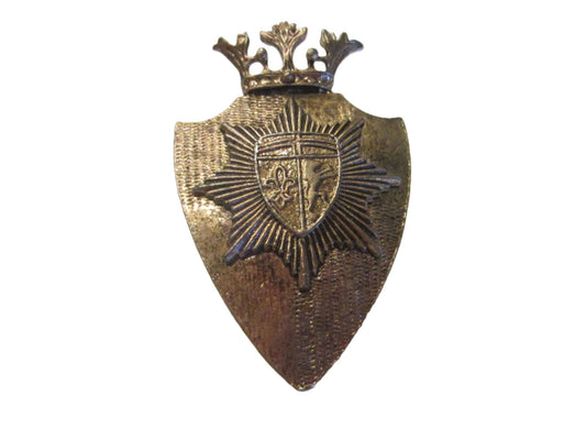 Crown Brass Brooch Crested English Coat of Arm Fleour D Elise - Designer Unique Finds 