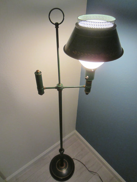 Green Tole Floor Lamp French Style Metal Gilt Embossed - Designer Unique Finds 
 - 7