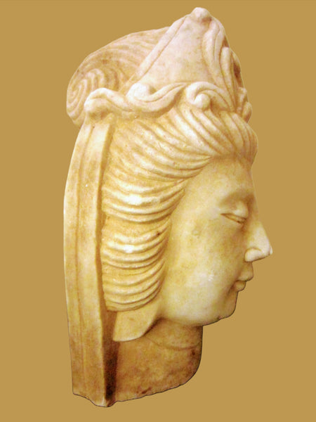 Asian Stone Carved Buddha Head Sculpture Stamp Marked