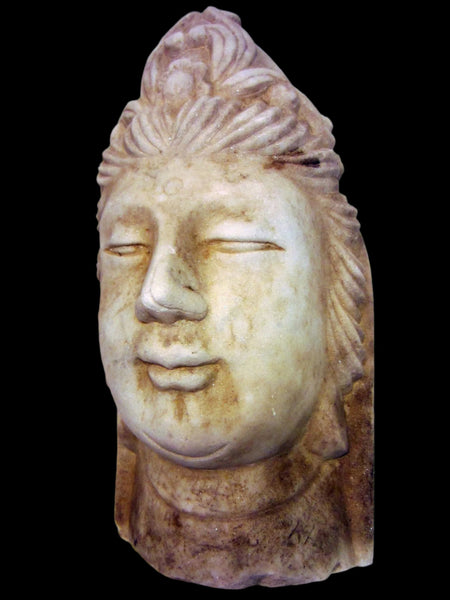 Asian Stone Carved Buddha Head Sculpture Stamp Marked
