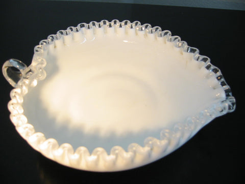 Fenton Milk Glass Heart Shape Condiment Bowl - Designer Unique Finds 
