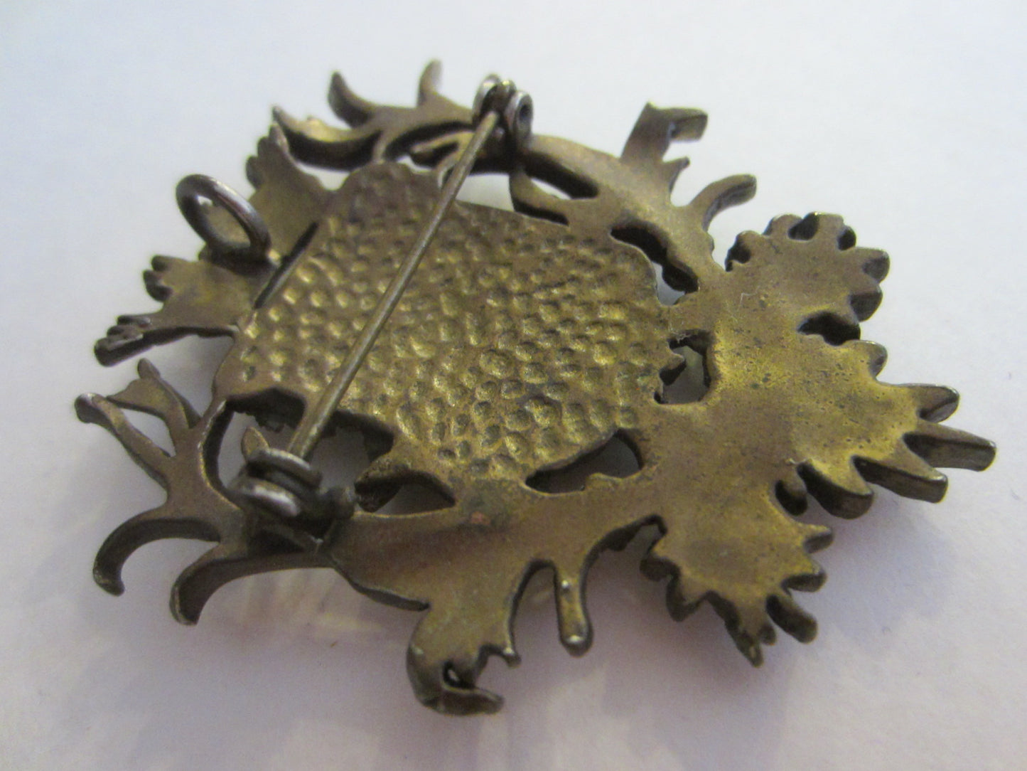 Heraldic Crowned Coat of Arm Scottish Enameled Pendant Brooch