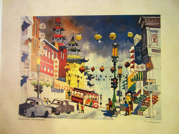 Dong Kingman Chinatown San Francisco Copyright 1979 Benihana Tokyo Inc Lithograph - Designer Unique Finds 
 - 1
