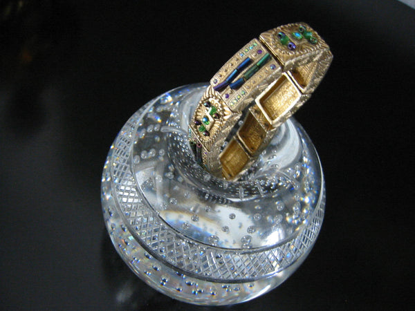 Folk Art Russian Cuff Bracelet Sequined Colored Beads - Designer Unique Finds 
 - 4