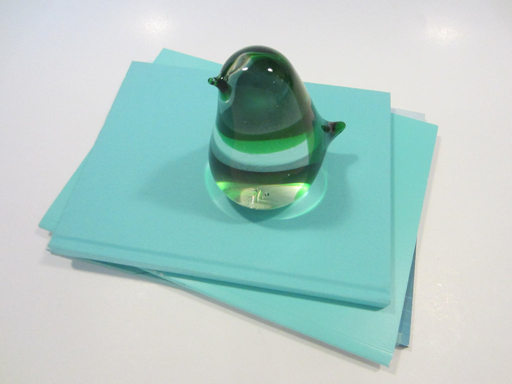 Green Hand Blown Glass Penguin Paperweight Made in Japan
