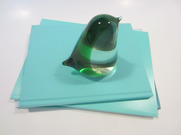 Green Hand Blown Glass Penguin Paperweight Made in Japan