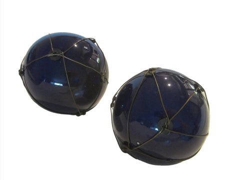 Architectural Blue Glass Wired Sphere Set Modern Decorative Balls