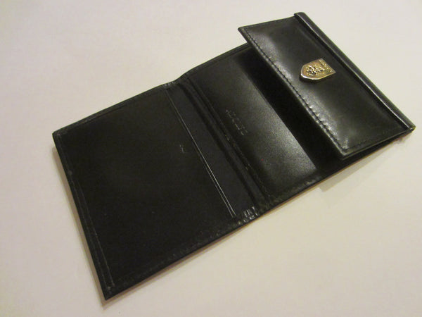 Adolfo Card Case Two Fold Snap Button Shield Mark - Designer Unique Finds 