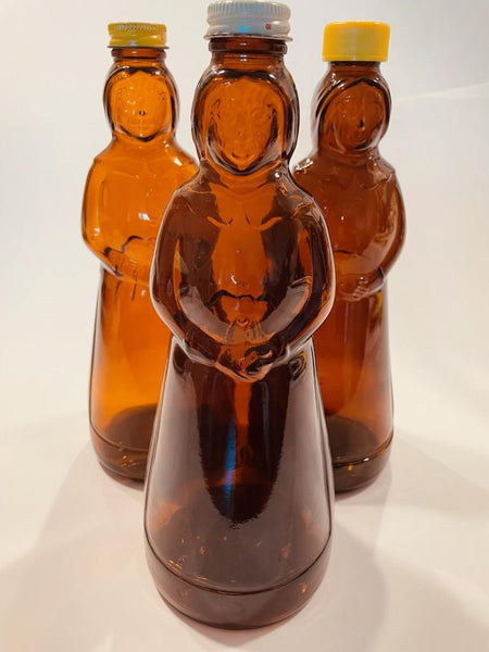 Aunt Jemima Various Sizes Six Brown Glass Bottles Caps Relief Marked