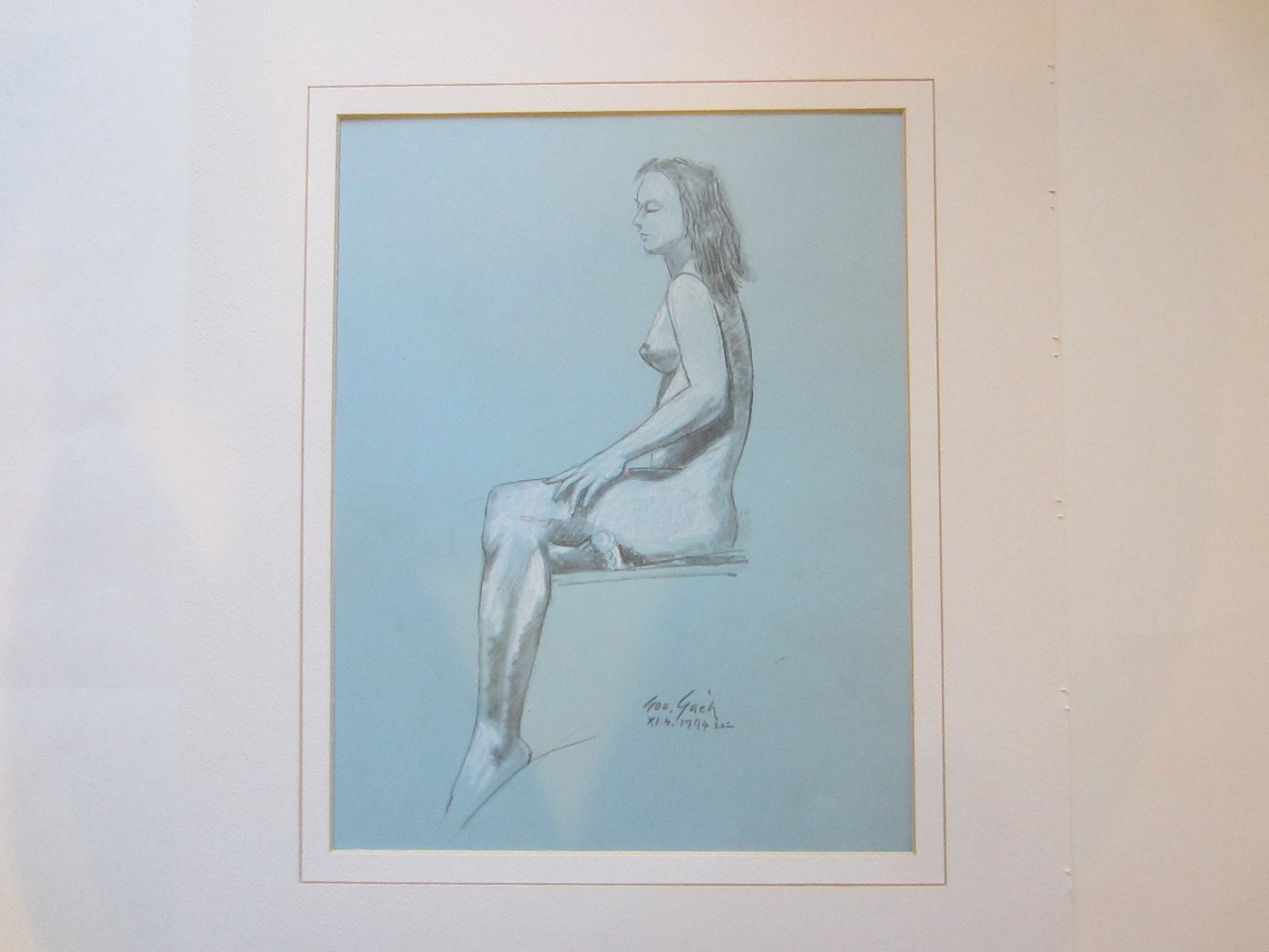 George Gach Impressionist Signed Portrait Gouache  - Designer Unique Finds 
