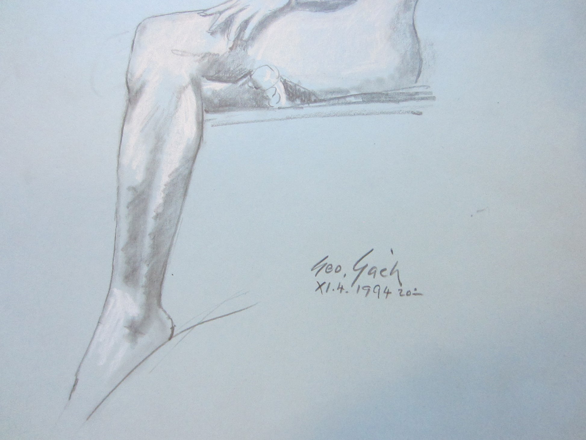 George Gach Impressionist Drawing Guache Signed Portrait of A Seated Women Dated - Designer Unique Finds 