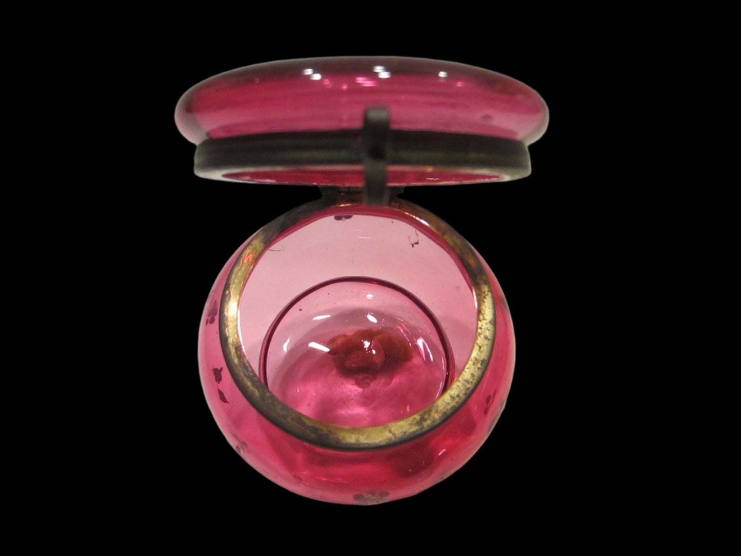 Moser Style Cranberry Glass Box Hand Decorated Floral Enameling - Designer Unique Finds 
 - 2