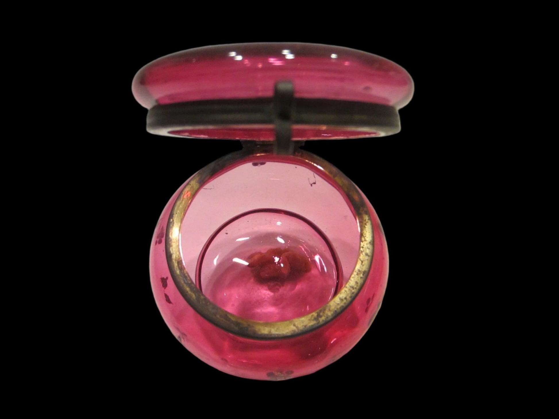 Moser Style Cranberry Glass Box Hand Decorated Floral Enameling - Designer Unique Finds 
 - 2