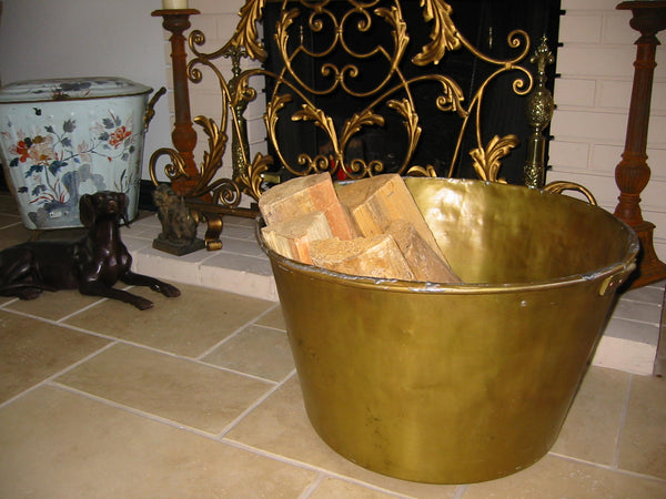 Antique French Tole Coal Scuttle Hand Painted Bronze Hardware