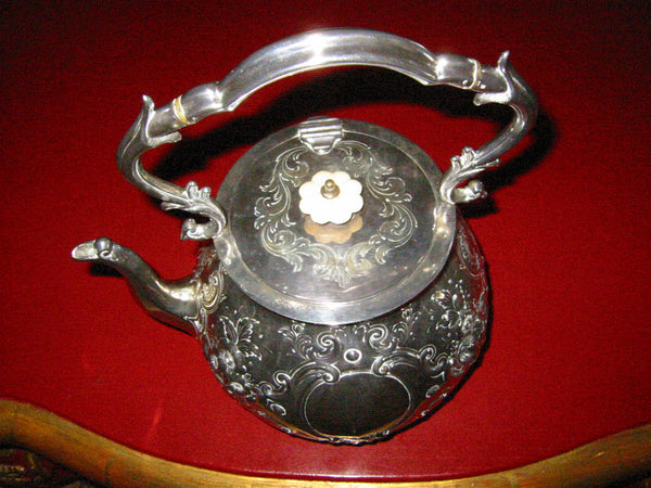 Mappin Brothers London Silver Teapot Kettle Lion Medallions Hallmarks - Designer Unique Finds 
 - 2