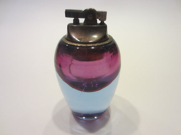 Alfredo Barbini Murano Italy Aubergine Blue Glass Table Lighter
