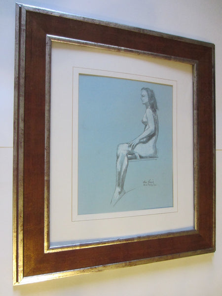 George Gach Impressionist Drawing Guache Signed Portrait of A Seated Women Dated - Designer Unique Finds 