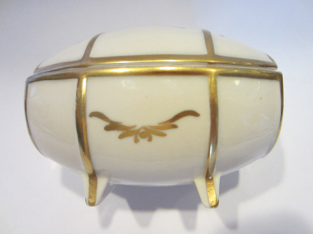 Porcelain Chest Footed Barrel Gilt Ware Jewelry Box - Designer Unique Finds 
 - 2